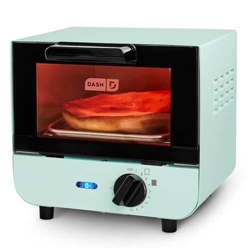 DASH Mini Toaster Oven Cooker for Bread, Bagels, Cookies, Pizza, Paninis & More with Baking Tray, Rack, Auto Shut Off Feature - Aqua