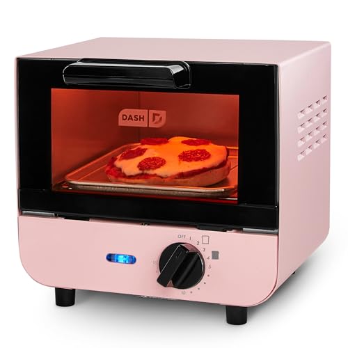 DASH Mini Toaster Oven Cooker for Bread, Bagels, Cookies, Pizza, Paninis & More with Baking Tray, Rack, Auto Shut Off Feature - Pink