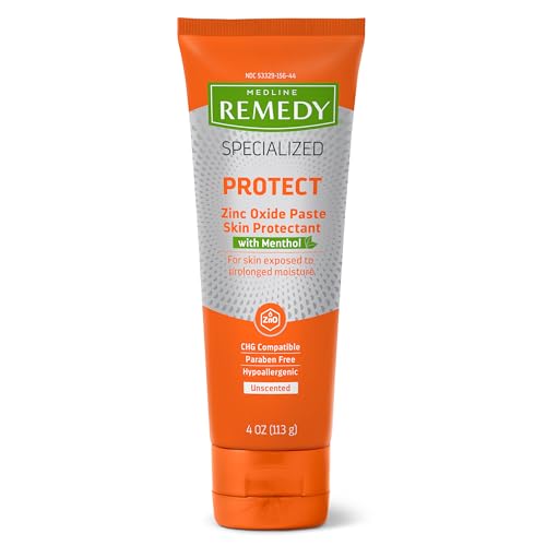 Medline Remedy Specialized Zinc Oxide Paste with Menthol (4 oz Tube), Unscented, Calamine, Incontinence Care, Diaper Rash, Wetness Protection, Hypoallergenic, Paraben Free, Adults, Soothing
