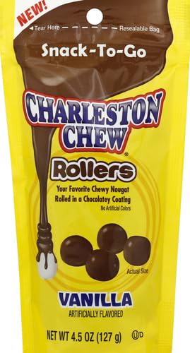 Charleston Chew Rollers Vanilla Snack-To-Go Resealable Bag, 4.5 oz, Pack of 3