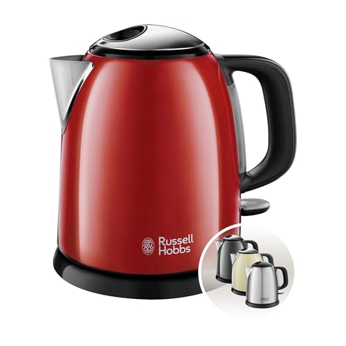 (-32%) Russell Hobbs Wasserkocher klein [1l] Colours+ Edelstahl Rot (2400W, Schnellkochfunktion, herausnehmbarer Kalkfilter, außenliegende Wasserstandsanzeige, kleiner Reisewasserkocher) Teekocher 24992-70
