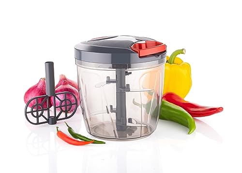 Clazkit Plastic Kitchen Dori Handy Vegetable and Fruit Manual Onion Dry Fruit Salad Maker Vegetable Quick String Chopper Machine, Cutter – 6 Stainless