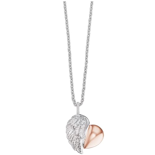 🔥 STARKER PREIS (-46%) Engelsrufer Damen Halskette aus Sterling Silber, Herzflügel-Anhänger mit Zirkonia, Roségold-Beschichtung, verstellbare Länge, nickelfrei, Allergiker-geeignet, ERN-LILHEARTWING-BI