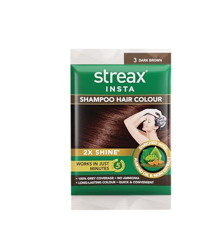 Streax Insta Shampoo Hair Colour - Dark Brown, 25ml (Pack of 1)