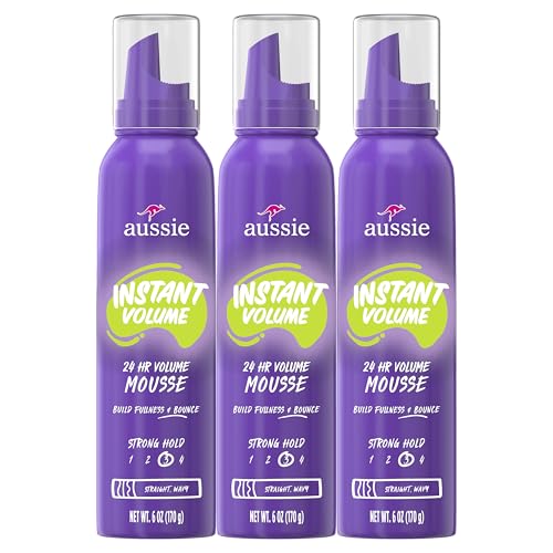 Aussie Mousse, with Bamboo & Kakadu Plum, Instant Volume, For Fine Hair, 6 Fl Oz (Pack of 3), Packaging May Vary
