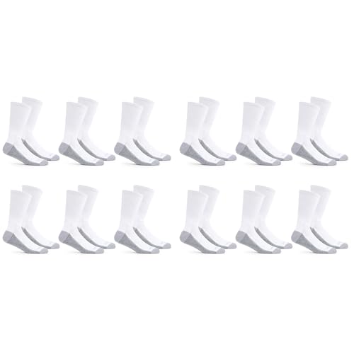 Fruit of the Loom Men's Dual Defense Crew Socks (12 Pack), White, Medium (6 - 12)