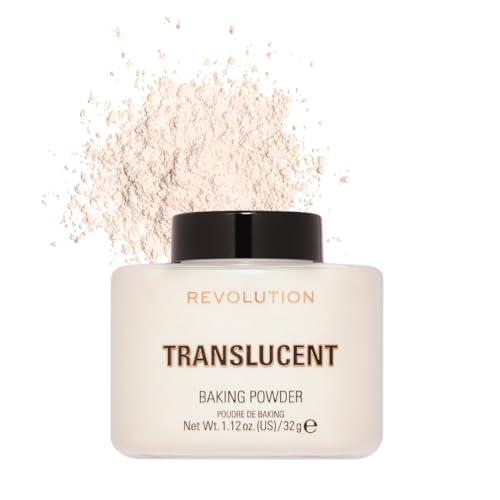 Revolution, Loose Baking Powder, Makeup Setting Powder, Long Lasting Coverage, Mattifies & Reduces Shine, Translucent, 1.12 oz