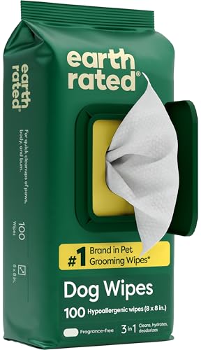 Earth Rated Toallitas hipoalergénicas para Perros, sin Aroma, 100 uds