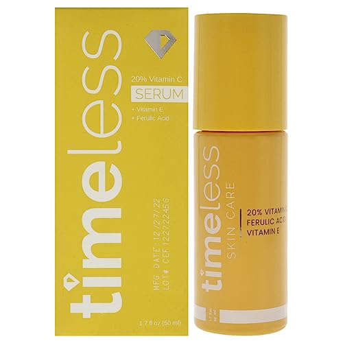 Timeless Skin Care Vitamin C Serum with Vitamin E & Ferulic Acid - Brightening Serum - for Oily & Dry Skin - Fragrance-Free - 1.7 oz