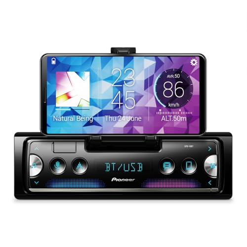 Pioneer SPH-10BT 1-Din Smart Sync Receiver – Bluetooth, Smartphone Mount, Color Change, USB, FLAC, Voice Control, 50W 