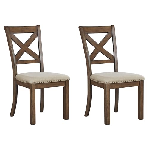 Signature Design by Ashley Moriville Modern Farmhouse 19" Upholstered Dining Room Chair, 2 Count, Brown