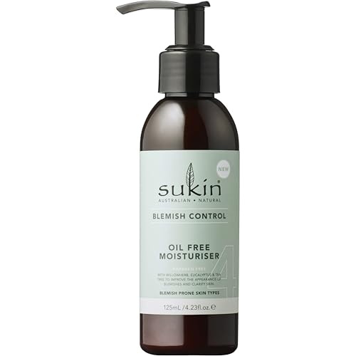 Sukin Blemish Control Oil-Free Moisturising Cream 125ml - with eucalyptus & tea tree; cruelty free & vegan friendly - moisturises and mattifies for a shine free complexion.