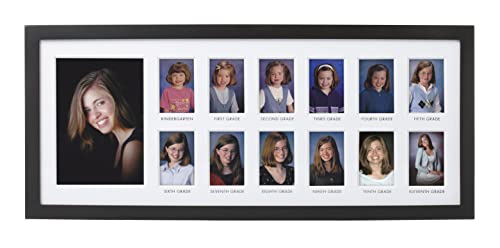 Pearhead School Days Graduation Frame, Celebrate Milestones By Sharing Photos from Kindergarten to Graduation, Graduation Party Decor, K-12 School Picture Frame, Wall Mount, 13 Photos