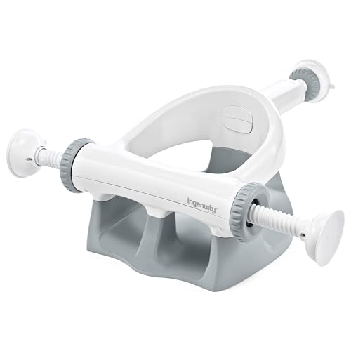 Ingenuity My Bath Seat for Sit-Up Baby Bathing, Sure & Secure Suction Cups, ASTM Safety Tested & Approved, Backrest for Assisted Sitting, Easy Setup & Storage, Gray