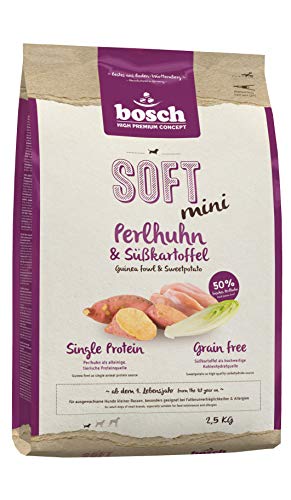 (-32%) bosch HPC SOFT Mini Perlhuhn & Süßkartoffel | halbfeuchtes Hundefutter für ausgewachsene Hunde kleiner Rassen | Single Protein | grain-free | 1 x 2.5 kg