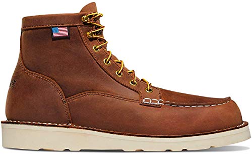 Danner 6” Bull Run Moc Toe Work Boots for Men - Oiled Full-Grain Leather Upper with Non Slip Wedge Outsole and 3-Density Cushion Footbed, EH Resistant, Tobacco - 9 D