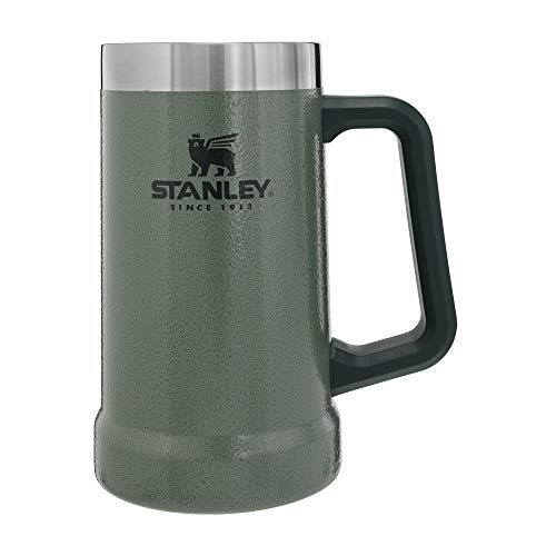 Stanley Stay-Chill Beer Stein 24 oz | Heavy Duty Big Grip Handle | Beer Tumbler Drink Cup, Holds 2 Cans | Insulated Stainless Steel Party Mug | BPA-Free | Hammertone Green