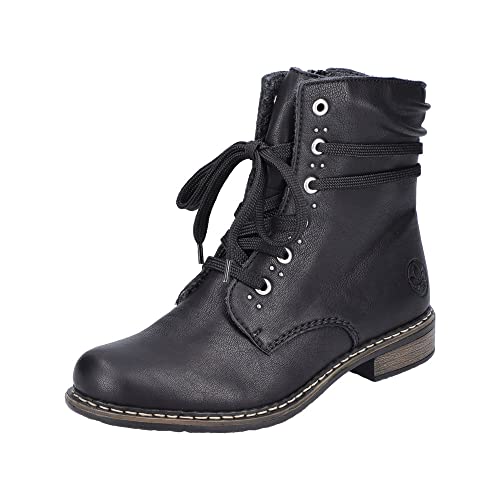(-34%) Rieker Damen Schnürstiefeletten 71218, Frauen Stiefeletten,schnürboots,reißverschluss,Boots,Stiefel,Bootee,Booties,schwarz (00),36 EU / 3.5 UK