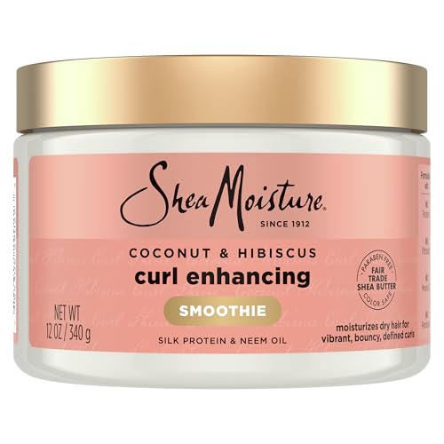 SheaMoisture Smoothie Curl Enhancing Cream Coconut and Hibiscus for Thick, Curly Hair Sulfate Free and Paraben Free 12 oz