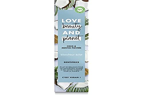 ⚡ BLITZDEAL (-63%) Love Beauty And Planet Zahnpasta, Weiß, Vegan, Glanz, Pfefferminze und Kokos, biologisch abbaubar, zertifiziert vegan, 75 ml
