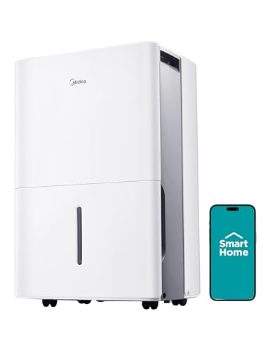 Midea 4,500 Sq. Ft.Dehumidifier for Basement, Energy Star Certified, With Reusable Air Filter 50 Pint - Ideal For Basements, Large & Medium Sized Rooms, And Bathrooms (White)