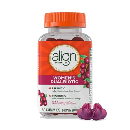 Align Women's Health, Prebiotic + Probiotic, with Cranberry for Feminine Health, Help Nourish & Add Good Bacteria for Digestive Health, 50 Gummies