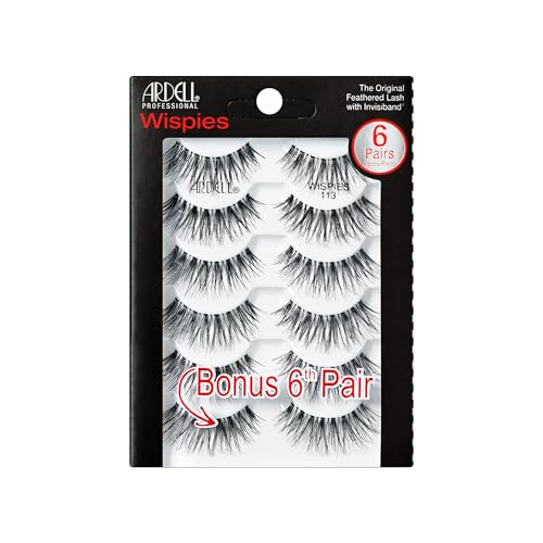 Ardell Multipack Wispies 113 False Eyelashes, Medium Volume, Long Length, Vegan Friendly, 5 Pairs