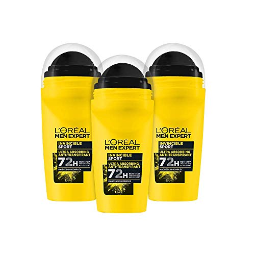 🔥 STARKER PREIS (-34%) L'Oréal Men Expert Kompaktes Deo für Männer, Langanhaltender Deoroller gegen Schweiß mit 96 Stunden Wirkung, Invincible Sport, 6 x 50 ml