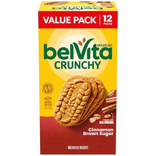 belVita Breakfast Bars Biscuits, Cinnamon Brown Sugar, Value Pack, Christmas Stocking Stuffers 12 Packs (4 Biscuits Per Pack)