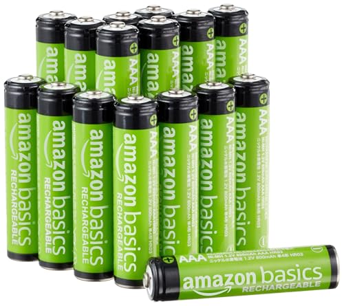 (-31%) Amazon Basics 16er-Pack wiederaufladbare AAA-NiMH-Leistungsbatterien, 800 mAh, 1,2 V, bis zu 1000x wiederaufladbar, vorgeladen