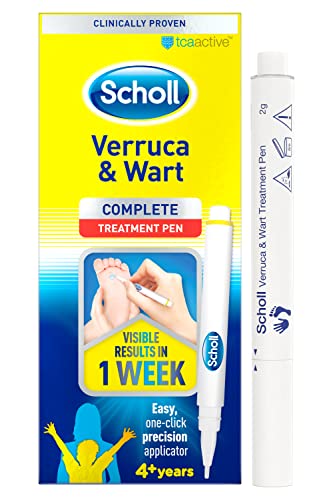 Dr. Scholl’s Verruca Treatment and Wart Remover Pen - Visible Results in 1 Week, Precision Tip for Removal of Warts & Verrucas on Hands & Feet, Suitable for Kids 4+, Easy Use 1-Click Applicator