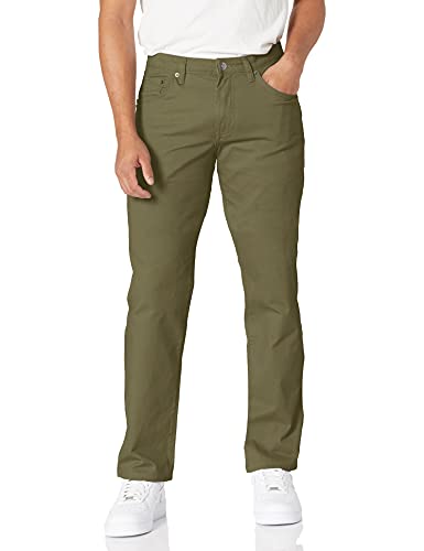 Amazon Essentials Men's Straight Fit 5-Pocket Stretch Twill Pants, Olive, 33W x 32L