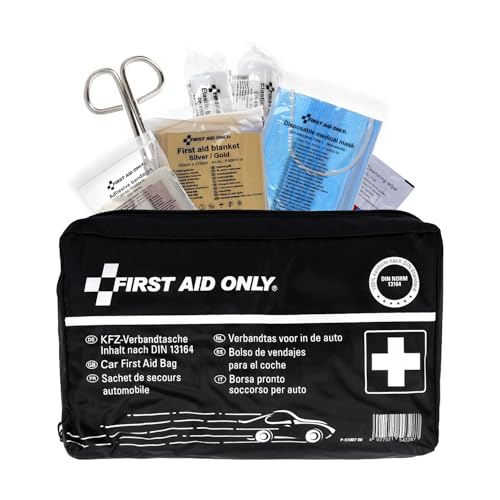 First Aid Only kit for car, KFZ DIN 13164, Blue, P-10019, Black