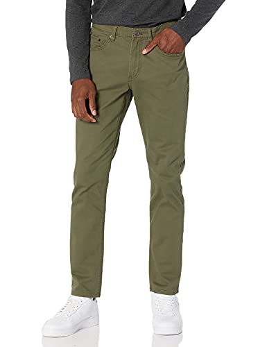 Amazon Essentials Men's Slim-Fit Pants, 5-Pocket Stretch Twill Design, Olive, 32W x 32L