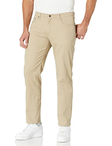 Amazon Essentials Men's Straight Fit 5-Pocket Stretch Twill Pants, Khaki Brown, 36W x 29L