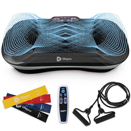 LifePro Vibration Plate Exercise Machine - Whole Body Workout Vibration Fitness Platform w/ Loop Bands - Home Training Equipment for Weight Loss & Toning (Black)