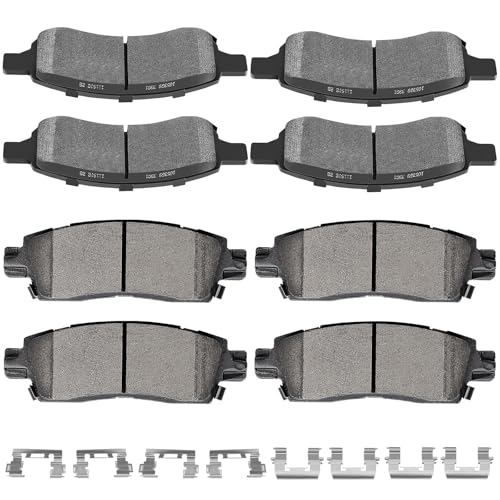 Ceramic Pads Kits,SCITOO 8pcs Brakes Pads Set fit for Buick Enclave,Rainier,for Chevy SSR,Trailblazer EXT,Traverse,for GMC Acadia,Envoy,Envoy XL,for Isuzu Ascender,9-7x,07-10 for Saturn Outlook