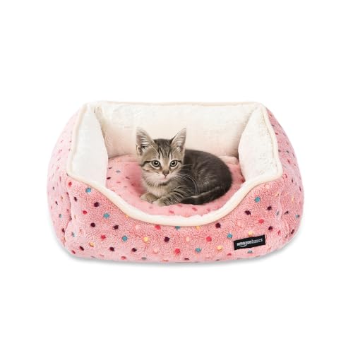 Amazon Basics Cuddler Pet Bed - Soft and Comforting - Small, Polka Dots