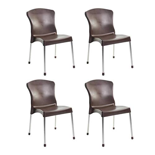 Cello Plastic Milano Chair (Brown, Set of 4) | Strong and Durable | Easy to Clean | Chair for Living Room, Bed Room, Kitchen, Office Room, Outdoor | 3