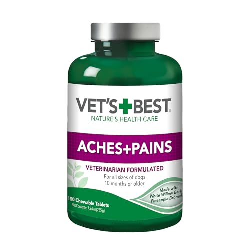 Vet’s Best Dog Pain Relief Supplement, Natural Aspirin Alternative for Hip & Joint Support, Arthritis & Aches Relief Tablets for Dogs, 150 Count