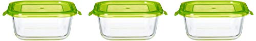 Amazon Brand - Solimo Borosilicate Glass Container Set (Transparent,3 Pieces, 550ml)