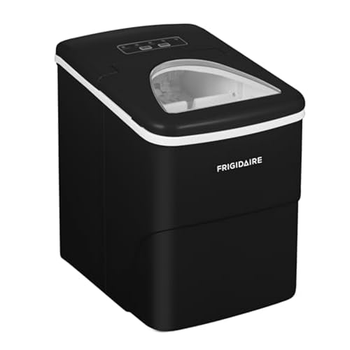 Frigidaire, 26 Lbs Portable Compact Icemaker, Ice Making Machine, Black, White, MediumIce Maker Countertop, 9 Cubes Rea