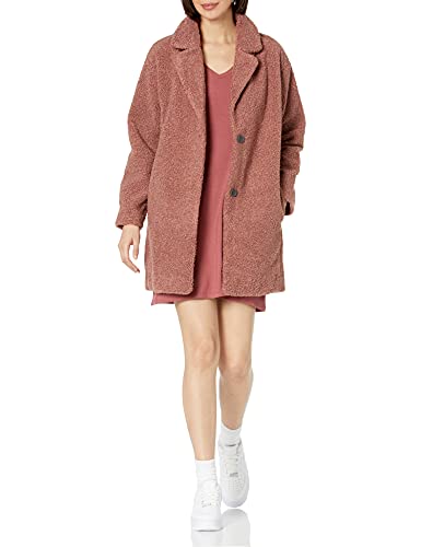 Daily Ritual Women's Teddy Bear Lapel Coat Outerwear, -Dusty Rose, M