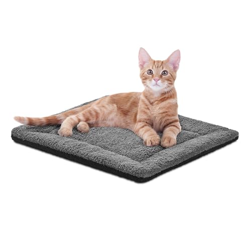 K&H Self-Warming Cat Bed Pad, Self Heating Pad, Small 21 X 17 Gray/ Black | Heating pad for cats comfort, cat self warming pad, reversible plush, warming mat for cats, machine washable