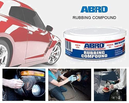 ABRO Superior Performance Automotive Rubbing Compound for Oxidized Finishes, Buff, Shine, Smooth, & Clean, Scratch Remover for Vehicles, Boats, & Bikes - 10 oz.