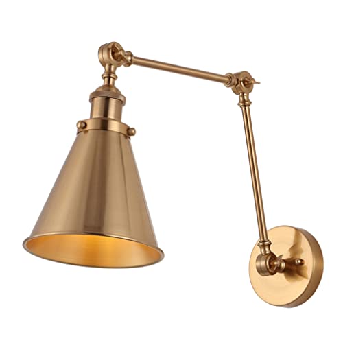 JONATHAN Y JYL7461A Rover 7" Farmhouse Industrial Adjustable Arm Metal LED Wall Sconce Rustic Bohemian 2700K LED 4W Bulb for Entryway Lobby Kitchen Bathroom Bedroom Living Room Hallway, Brass Gold