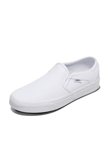 Vans Women's Asher Slip-On Shoe | Comfortable Sneakers for Walking, Fashion & Everyday Wear, True White/True White, 9