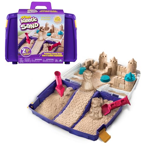 Kinetic Sand, Folding Sand Box with 2lbs Play Sand, 7 Molds & Tools, Storage Case, Sensory Toys, Holiday Gifts & Stocking Stuffers for Kids Ages 3 and up
