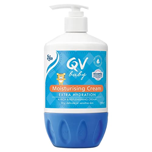 QV Baby Moisturising Cream, 500g - Rich Moisturising Cream With Glycerin and Vitamin B3 For Babies and Newborn, Non-Greasy For Sensitive Skin, with 24-Hour Protection, Baby Moisturiser, pH-balanced