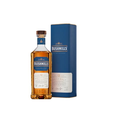 Bushmills 12 Year Old Irish Single Malt Whiskey 40% ABV 70cl | Award-Winning | Marsala Wine Casks | Rich Honey, Dried Fruit & Spice Notes | Sipping & Gifts